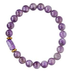 Amethyst Tumbler Bracelet for Women Men's Gifts - Protection Healing Crystal Bracelet - 8mm Gemstone Beaded Adjustable